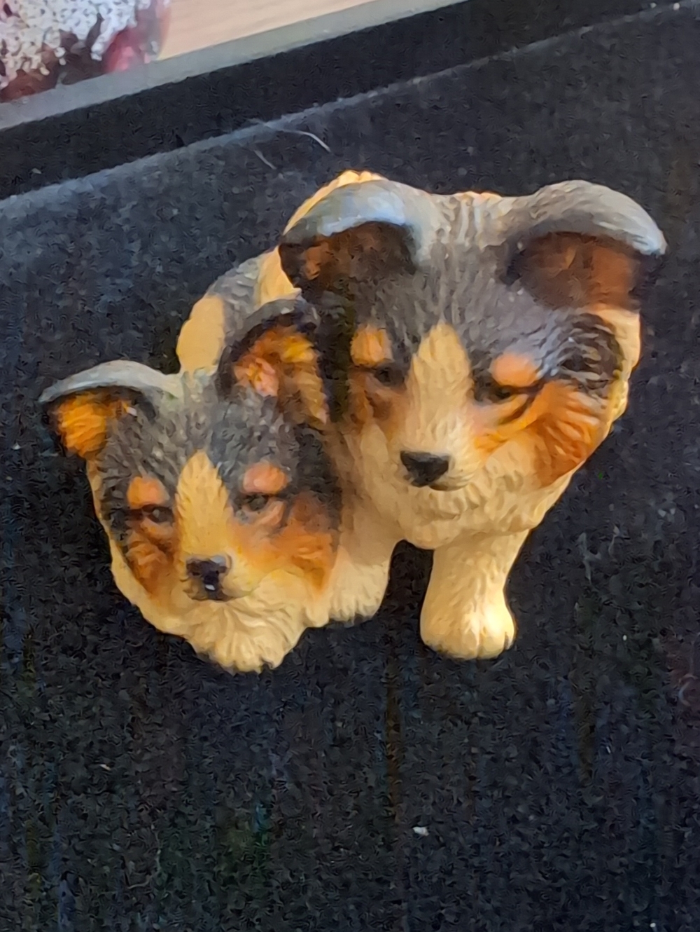 Vintage Japanese Porcelain Cuddling Collie Sheltie Puppies Figurine D5381A